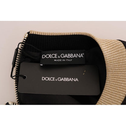Dolce & Gabbana Black Fairy Tale Brocade Zipper Sweater