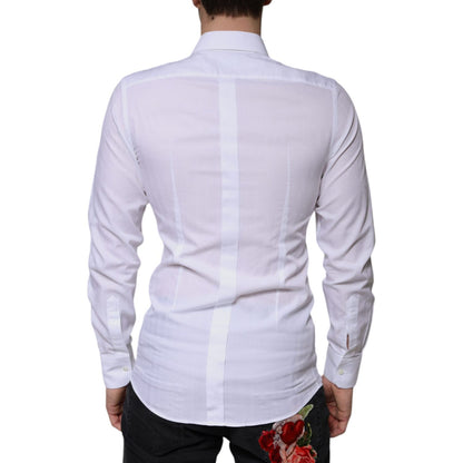 Dolce & Gabbana White Cotton Formal Men GOLD Dress Shirt