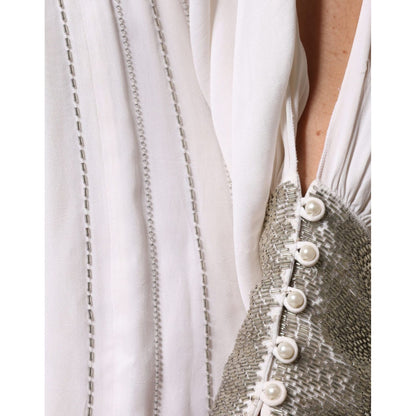 Christian Pellizzari Off White Embellished Long Maxi Dress