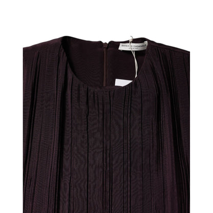 Barbara Casasola Brown Silk Short Sleeves Sheath Maxi Dress