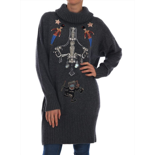 Dolce & Gabbana Fairy Tale Crystal Gray Cashmere Sweater