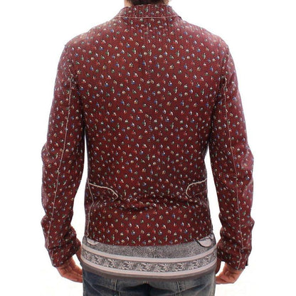 Dolce & Gabbana Bordeaux Leather Boxer Print Jacket Coat