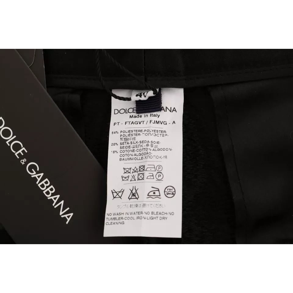 Dolce & Gabbana Black Floral Brocade High Waist Pants