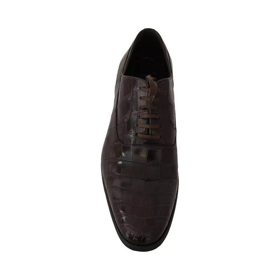 Dolce & Gabbana Brown Patterned Leather Dress Formal Shoes MV1723-44