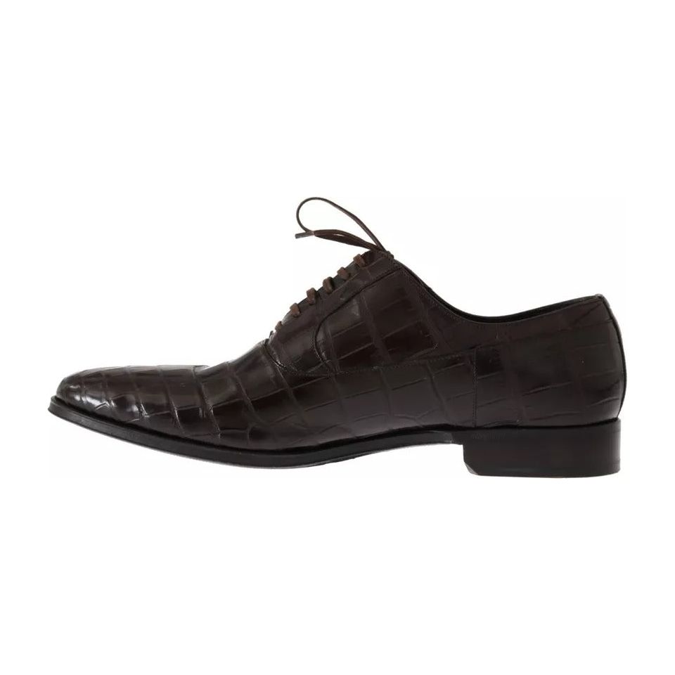 Dolce & Gabbana Brown Patterned Leather Dress Formal Shoes MV1723-44