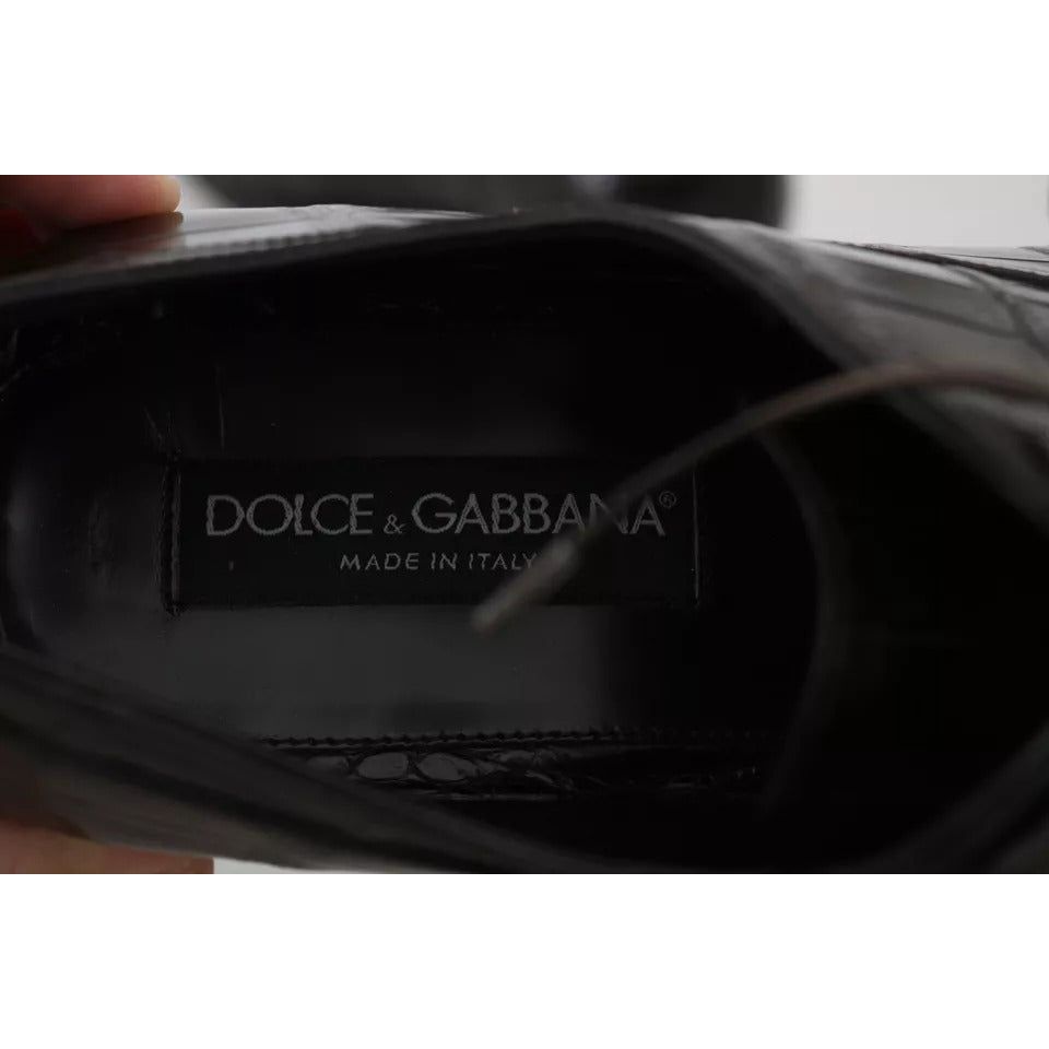 Dolce & Gabbana Brown Patterned Leather Dress Formal Shoes MV1723-44