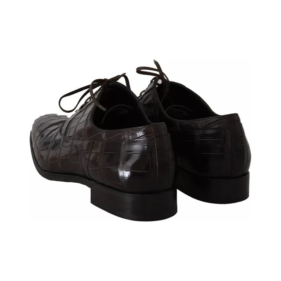 Dolce & Gabbana Brown Patterned Leather Dress Formal Shoes MV1723-44