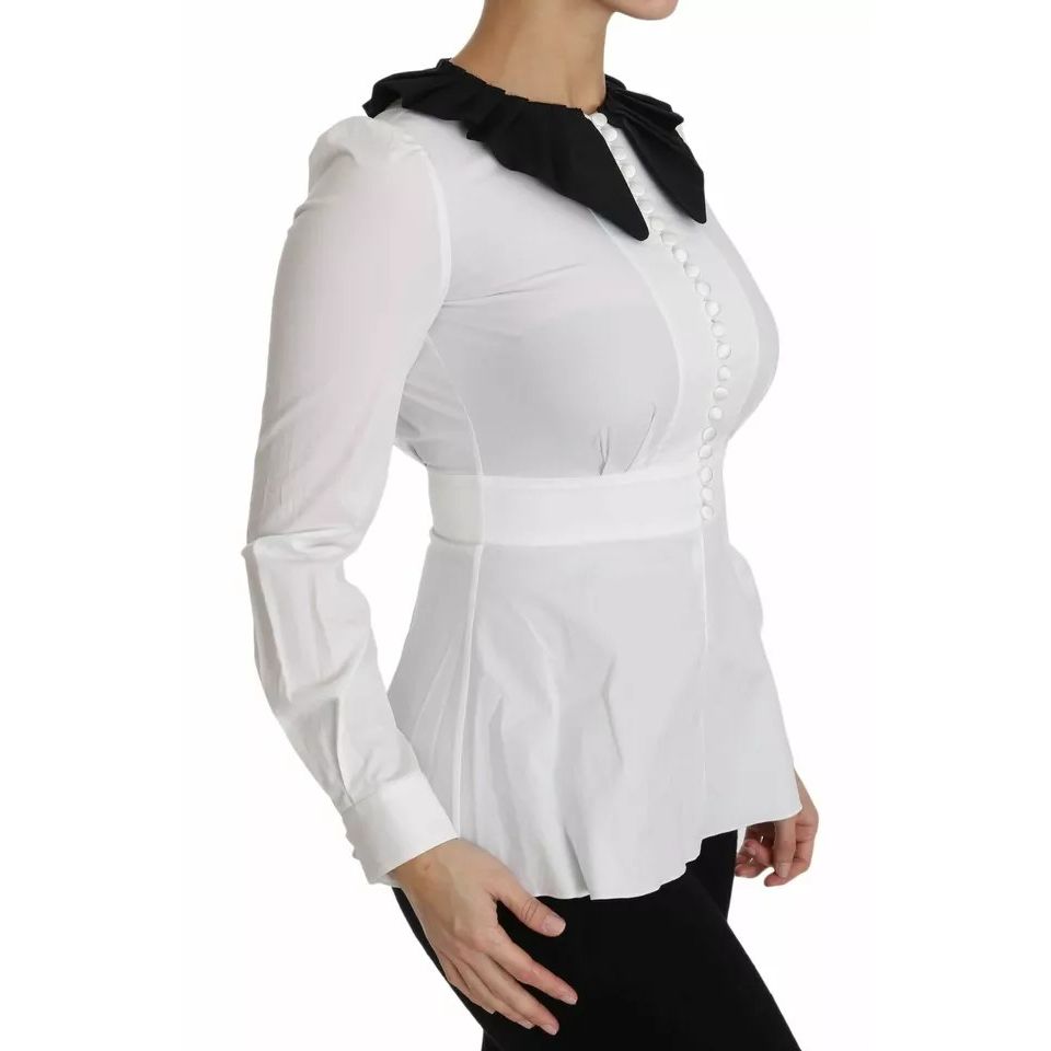 Dolce & Gabbana Black White Decorative Buttons Tops Shirt Blouse
