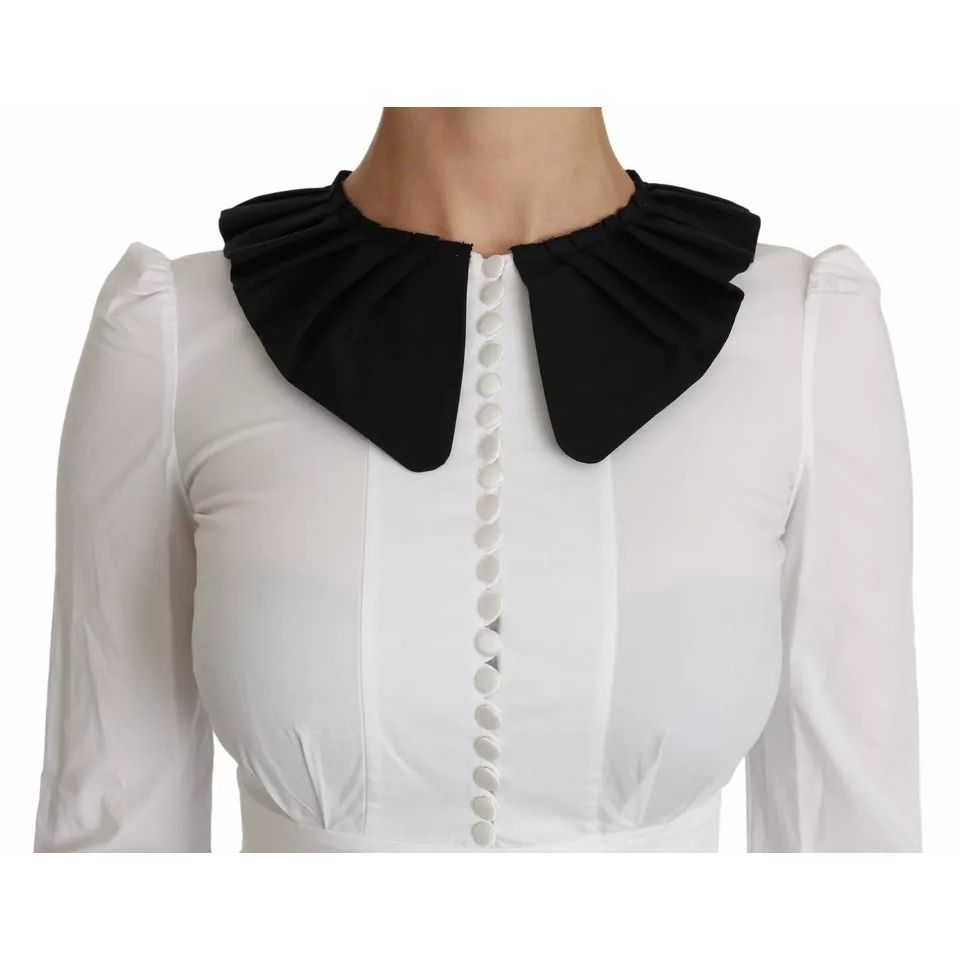 Dolce & Gabbana Black White Decorative Buttons Tops Shirt Blouse
