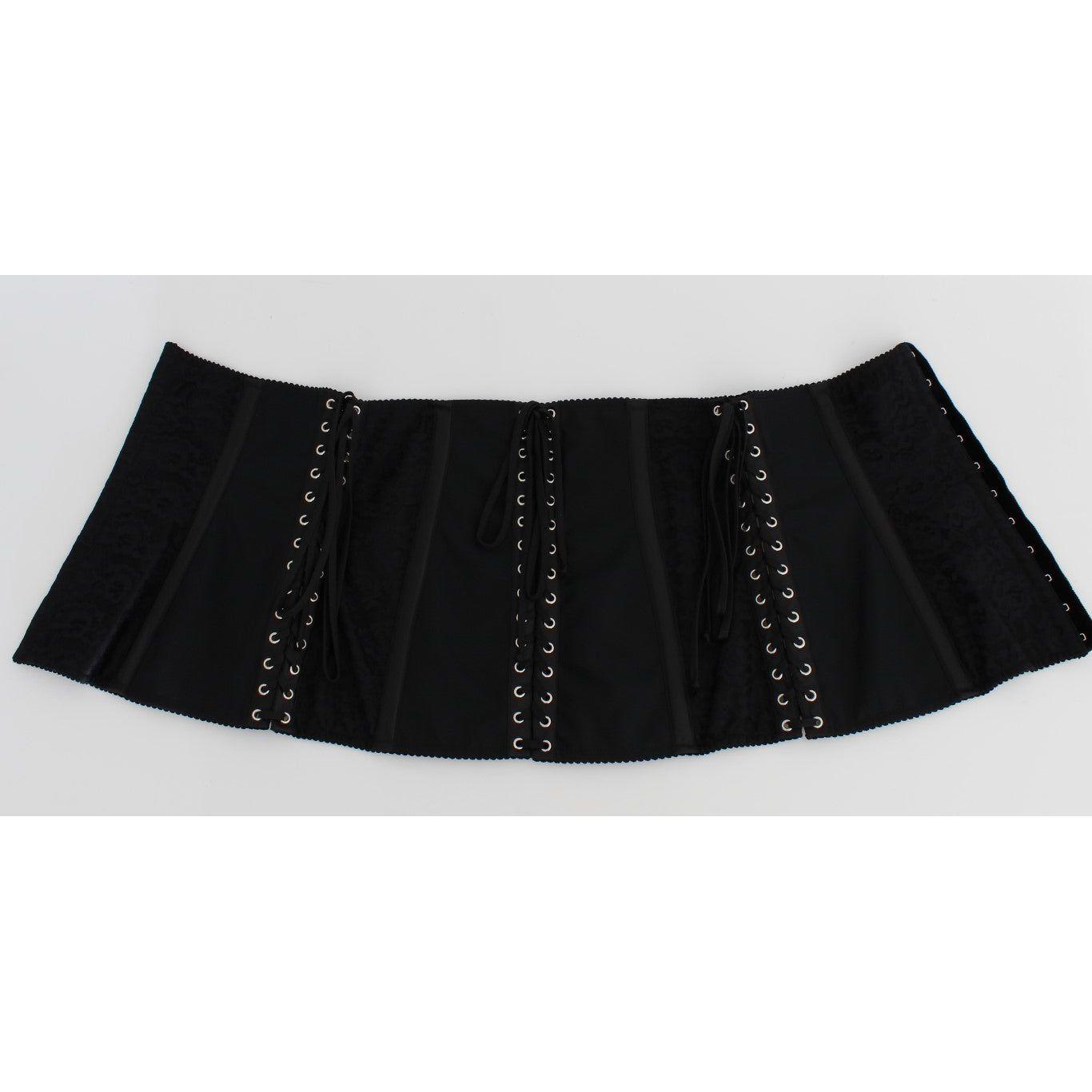 Dolce & Gabbana Black Stretch Corset Waist Strap Belt