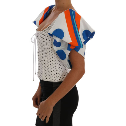 Dolce & Gabbana White Polka Silk Corset Bustier Top