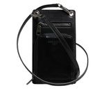 Dolce & Gabbana Black Horse Leather Zip Logo Shoulder Neck Strap Wallet