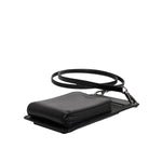 Dolce & Gabbana Black Horse Leather Zip Logo Shoulder Neck Strap Wallet
