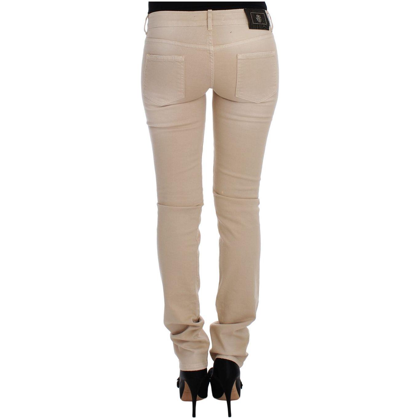 Cavalli Beige Wash Slim Fit Cotton Stretch Jeans SIG18148-2