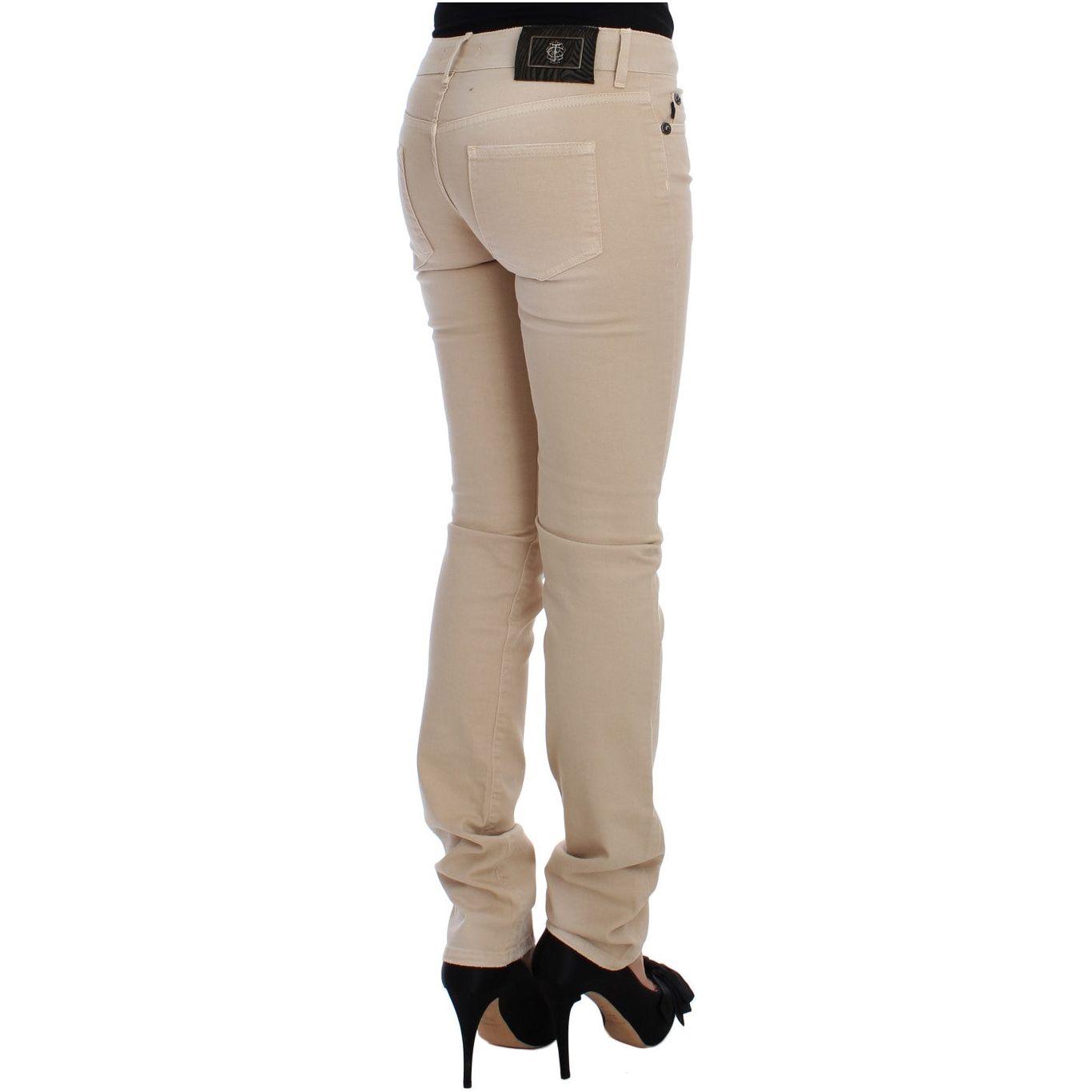 Cavalli Beige Wash Slim Fit Cotton Stretch Jeans SIG18148-2