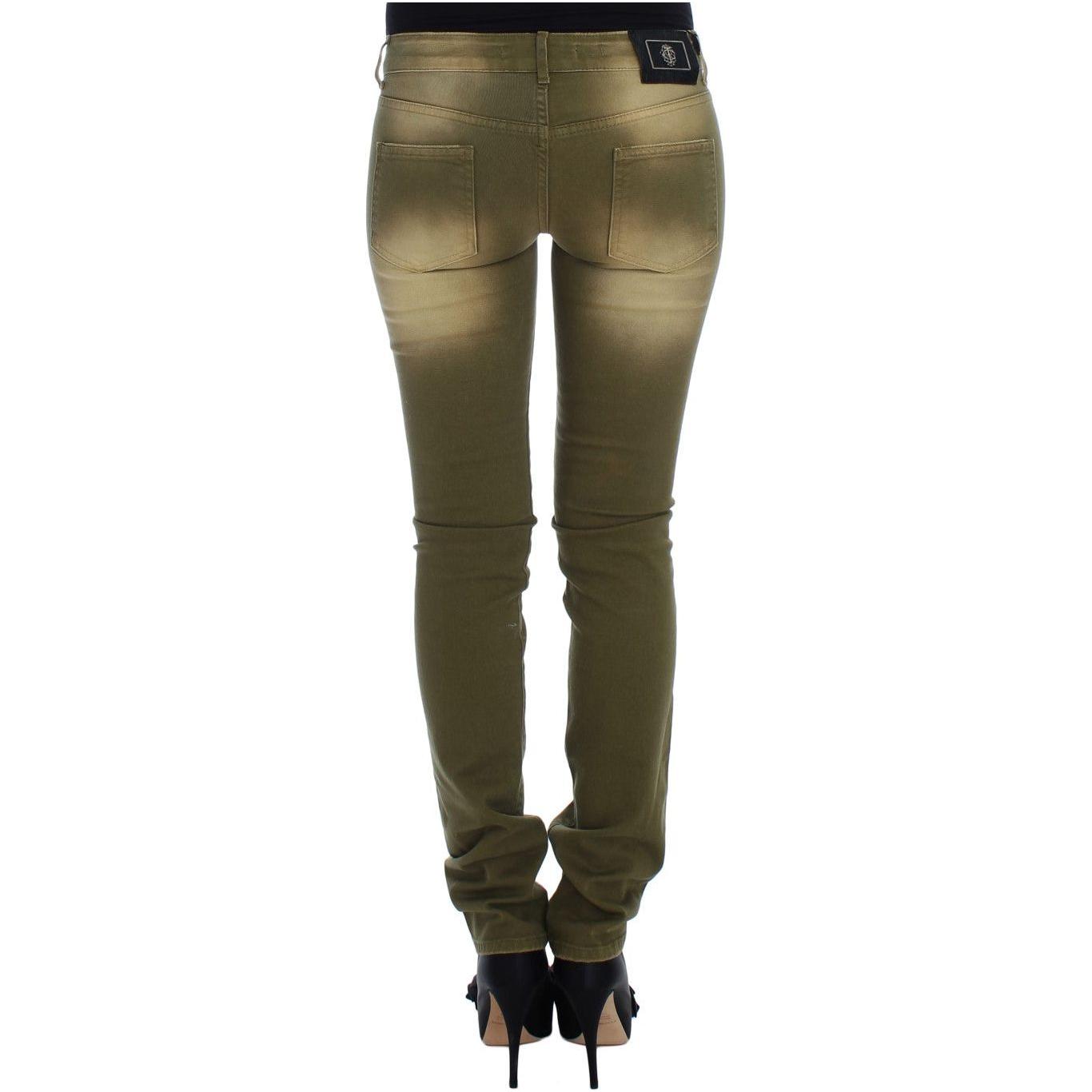 Cavalli Green Wash Slim Fit Cotton Stretch Jeans