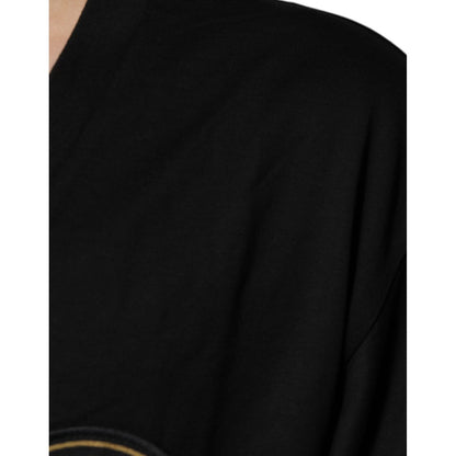 Dolce & Gabbana Black Cotton Logo Vneck Short Sleeve T-shirt