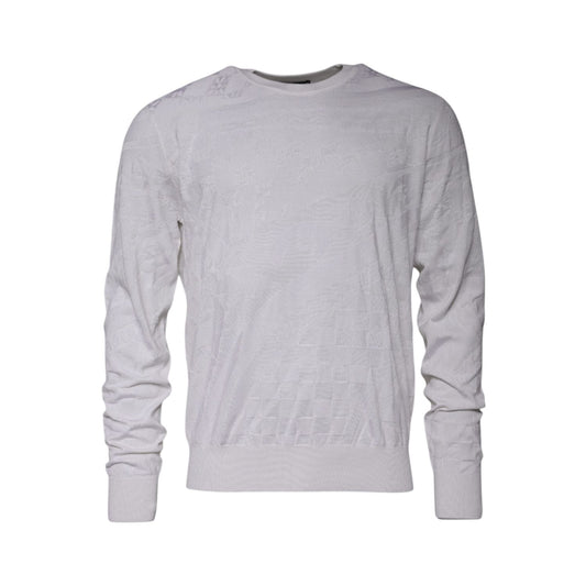 Dolce & Gabbana White Silk Crew Neck Men Pullover Sweater