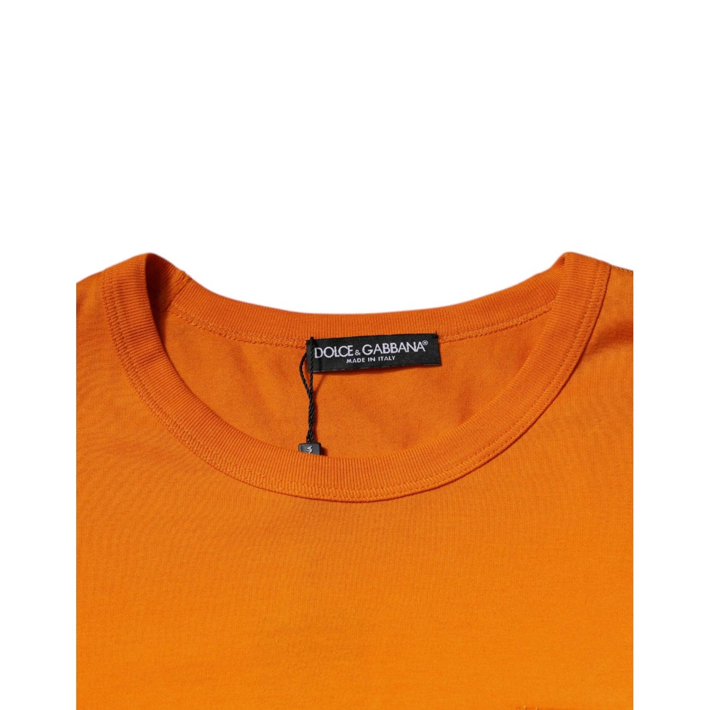 Dolce & Gabbana Orange Logo Cotton Crew Neck T-shirt