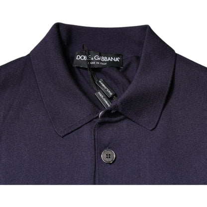 Dolce & Gabbana Blue Silk Collared Short Sleeves Polo T-shirt