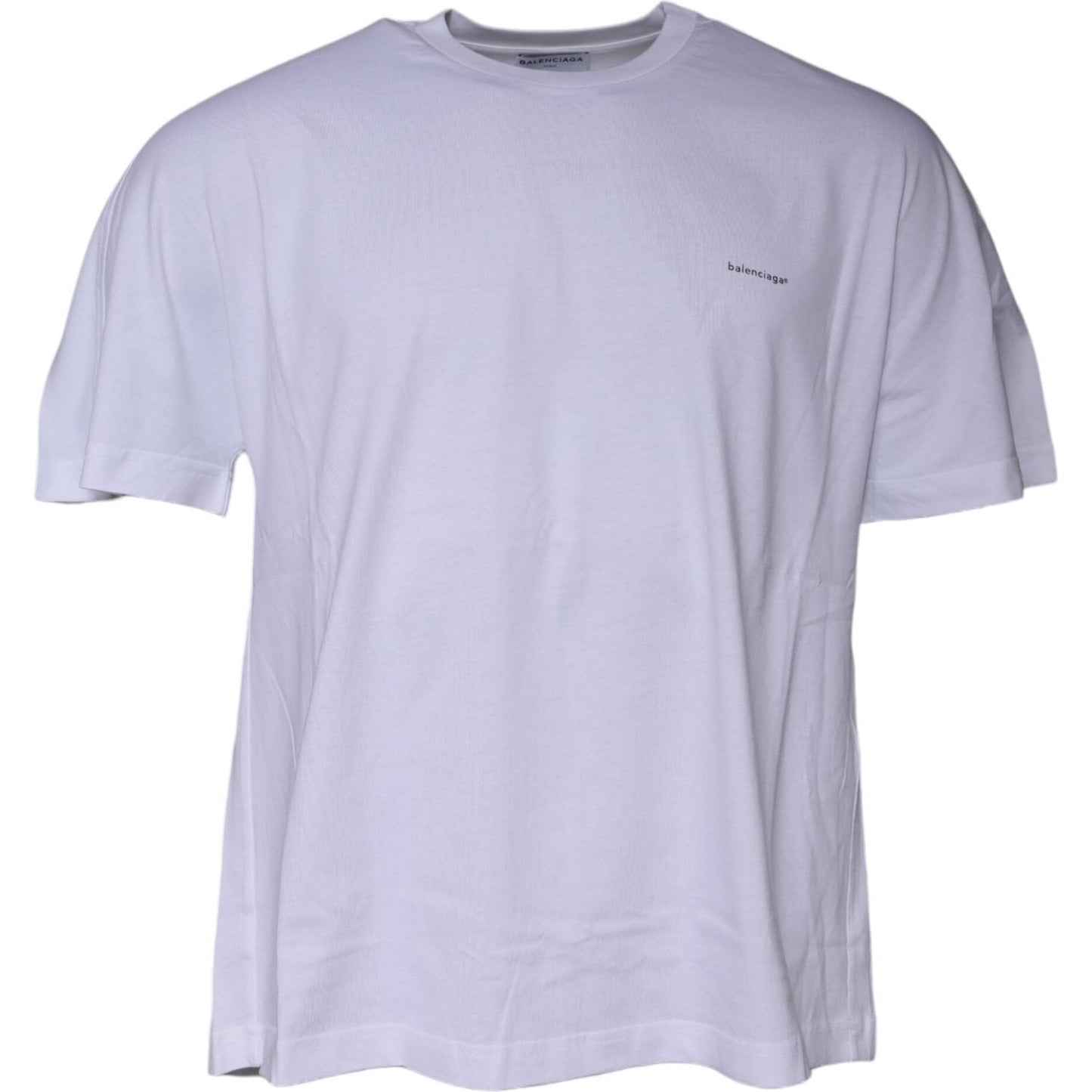 Balenciaga White Logo Cotton Crew Neck Short Sleeves T-shirt