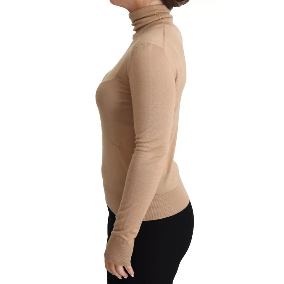 Dolce & Gabbana Beige Cashmere Silk Turtleneck Pullover Sweater
