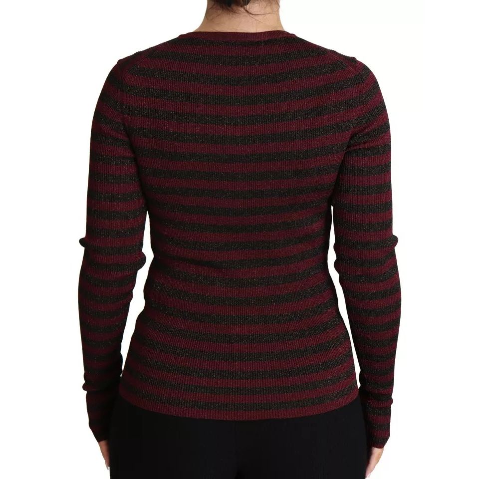 Dolce & Gabbana Black Red Striped Womens Cardigan Sweater