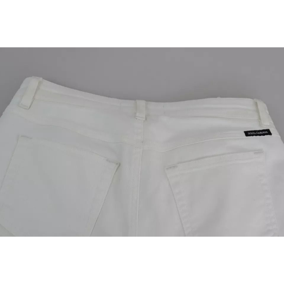 Dolce & Gabbana White Cotton Distressed Pretty Fit Denim Jeans