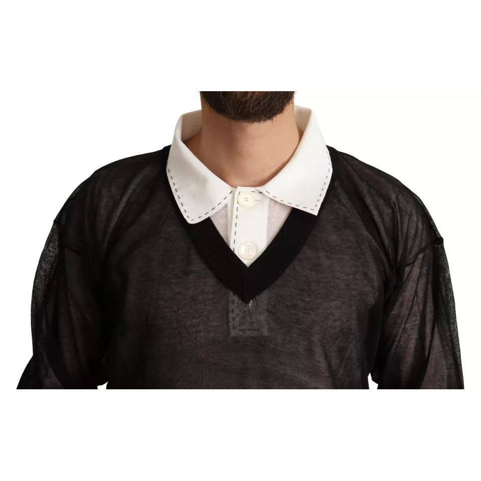 Dolce & Gabbana Black White Shirt One Piece Pullover Sweater