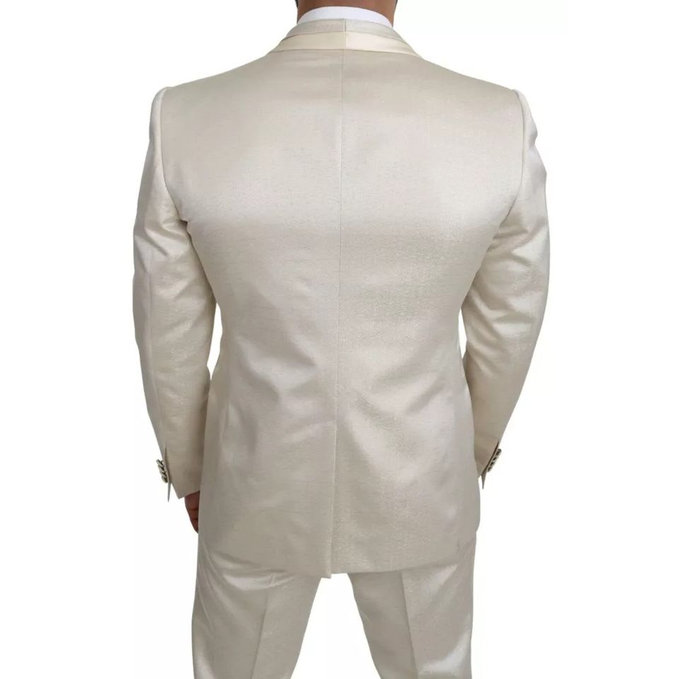 Dolce & Gabbana Beige Wool Crème 3 Piece SICILIA Shawl Suit
