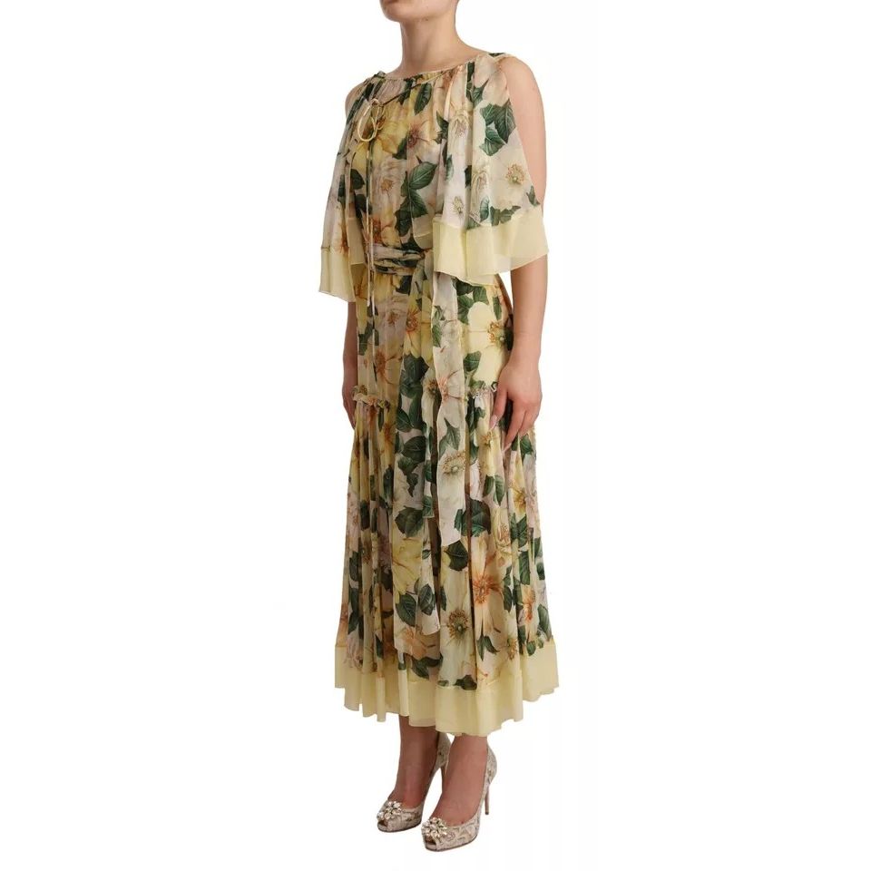 Dolce & Gabbana Multicolor Silk Floral Print Long Maxi Dress
