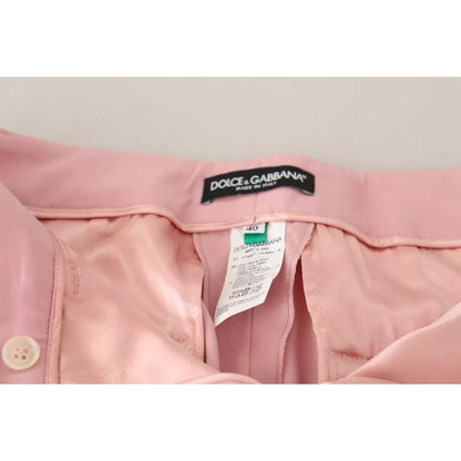Dolce & Gabbana Pink Wool Mid Waist Tapered Pants