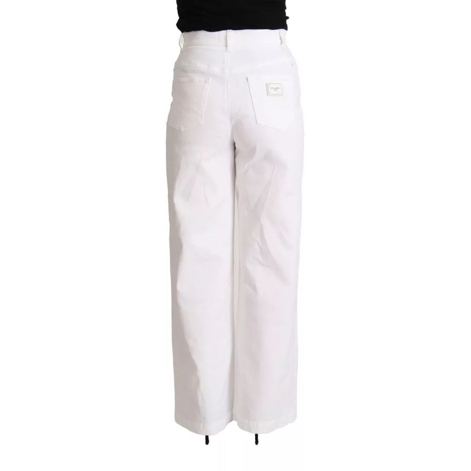 Dolce & Gabbana White MONICA Boot Cut Cotton Denim Jeans