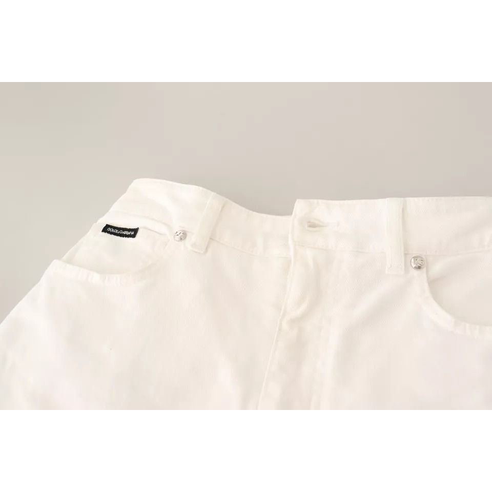 Dolce & Gabbana White MONICA Boot Cut Cotton Denim Jeans