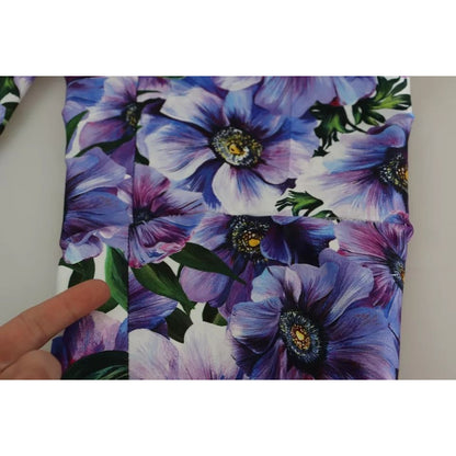 Dolce & Gabbana Purple Floral Print Tapered Cotton Pants