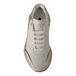 Dolce & Gabbana White Silver Leather Daymaster Sneakers Shoes LA9946-39.5