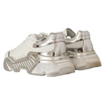 Dolce & Gabbana White Silver Leather Daymaster Sneakers Shoes LA9946-39.5