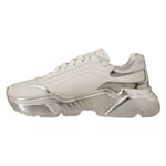 Dolce & Gabbana White Silver Leather Daymaster Sneakers Shoes LA9946-39.5