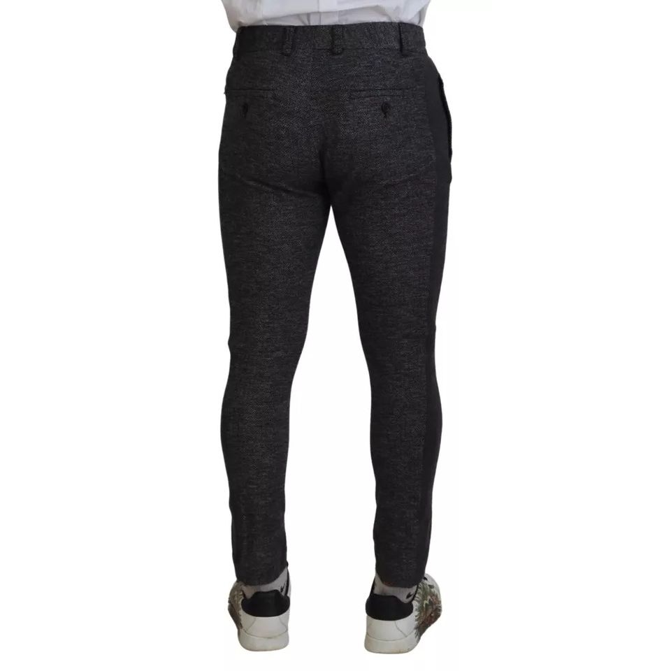 Dolce & Gabbana Gray Chevron Viscose Skinny Pants