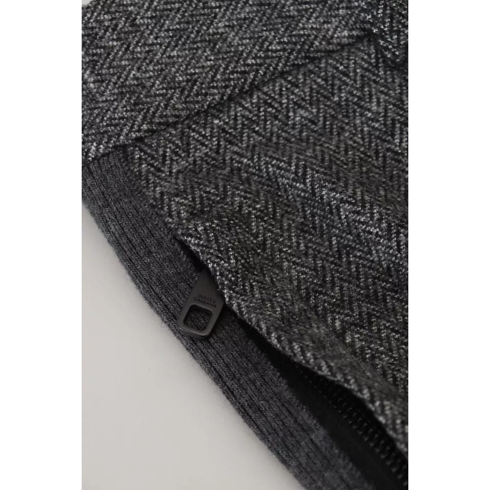 Dolce & Gabbana Gray Chevron Viscose Skinny Pants