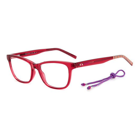 M Missoni Red Acetate Frames eyewear with purple cord accessory