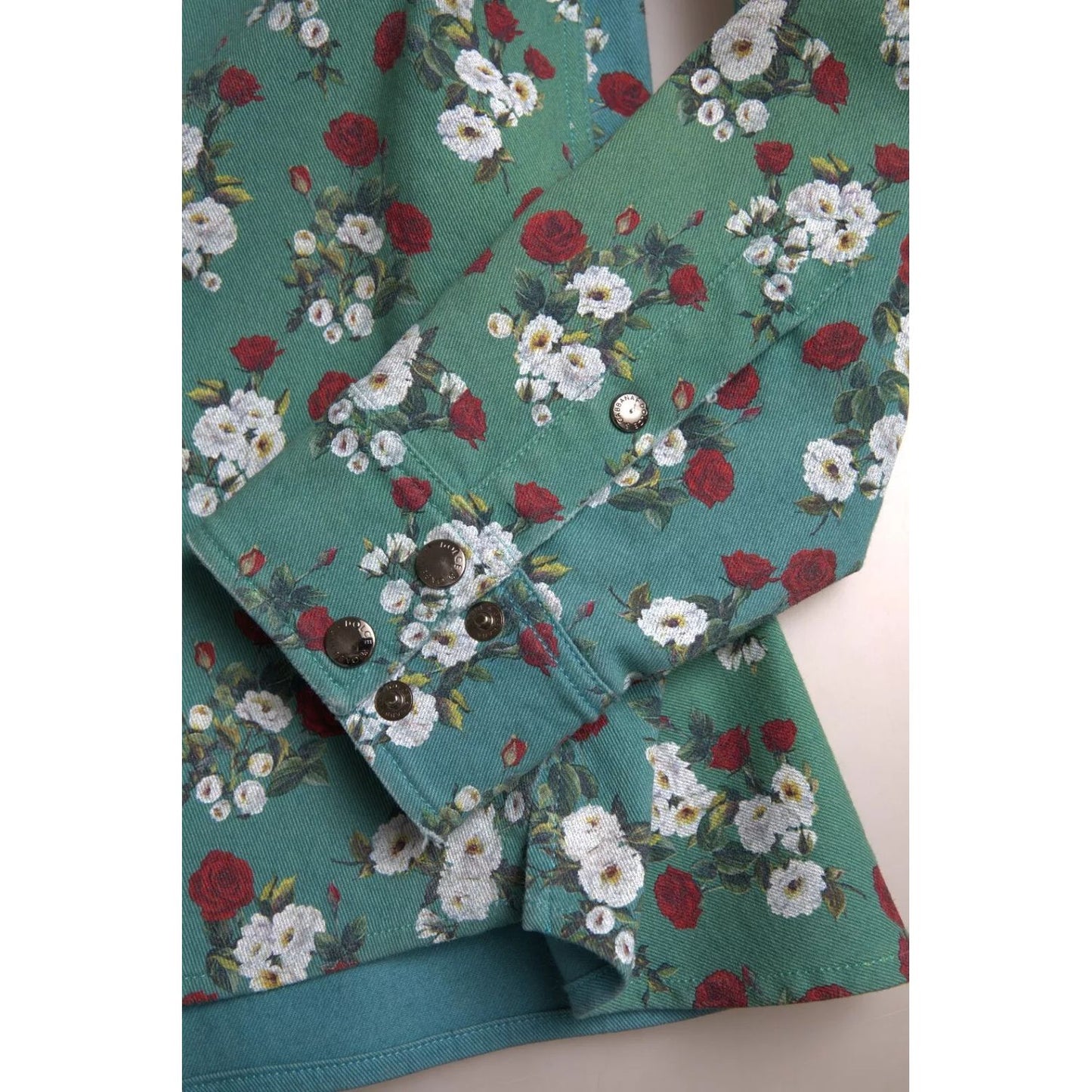 Dolce & Gabbana Blue Floral Cotton Button Down Denim Shirt