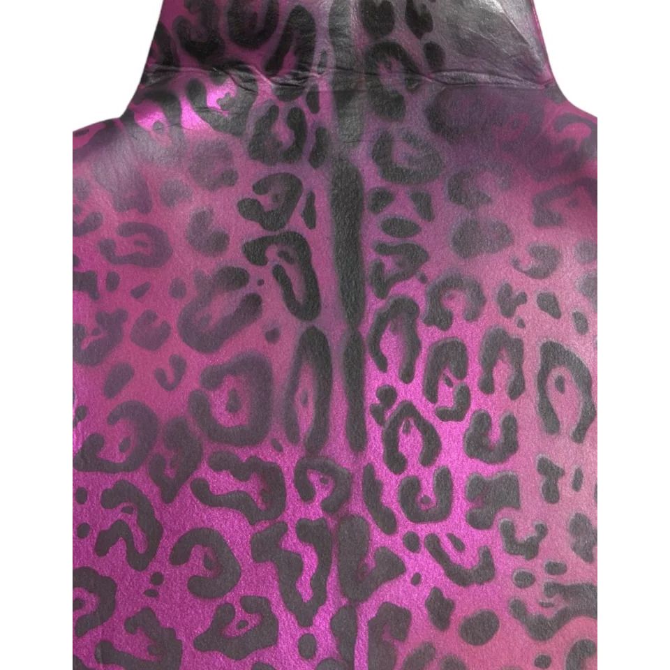 Dolce & Gabbana Pink Leopard Print Polyester Shift Midi Dress