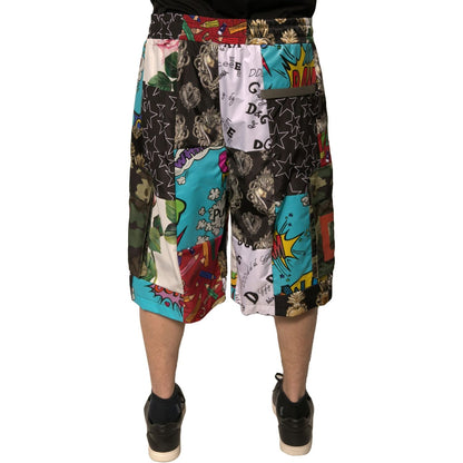 Dolce & Gabbana Multicolor Patchwork Cargo Bermuda Shorts