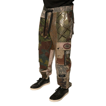 Dolce & Gabbana Multicolor Patchwork Men Jogger Pants