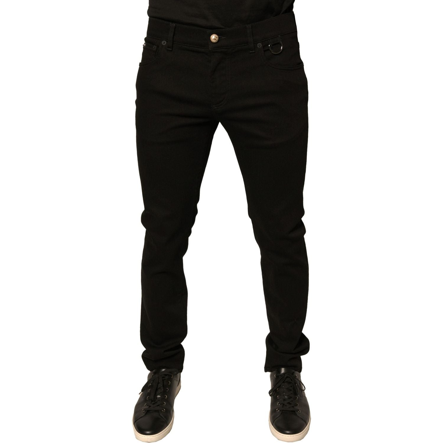 Dolce & Gabbana Black Logo Cotton Stretch Skinny Denim Jeans