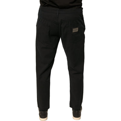 Dolce & Gabbana Black Logo Cotton Stretch Skinny Denim Jeans