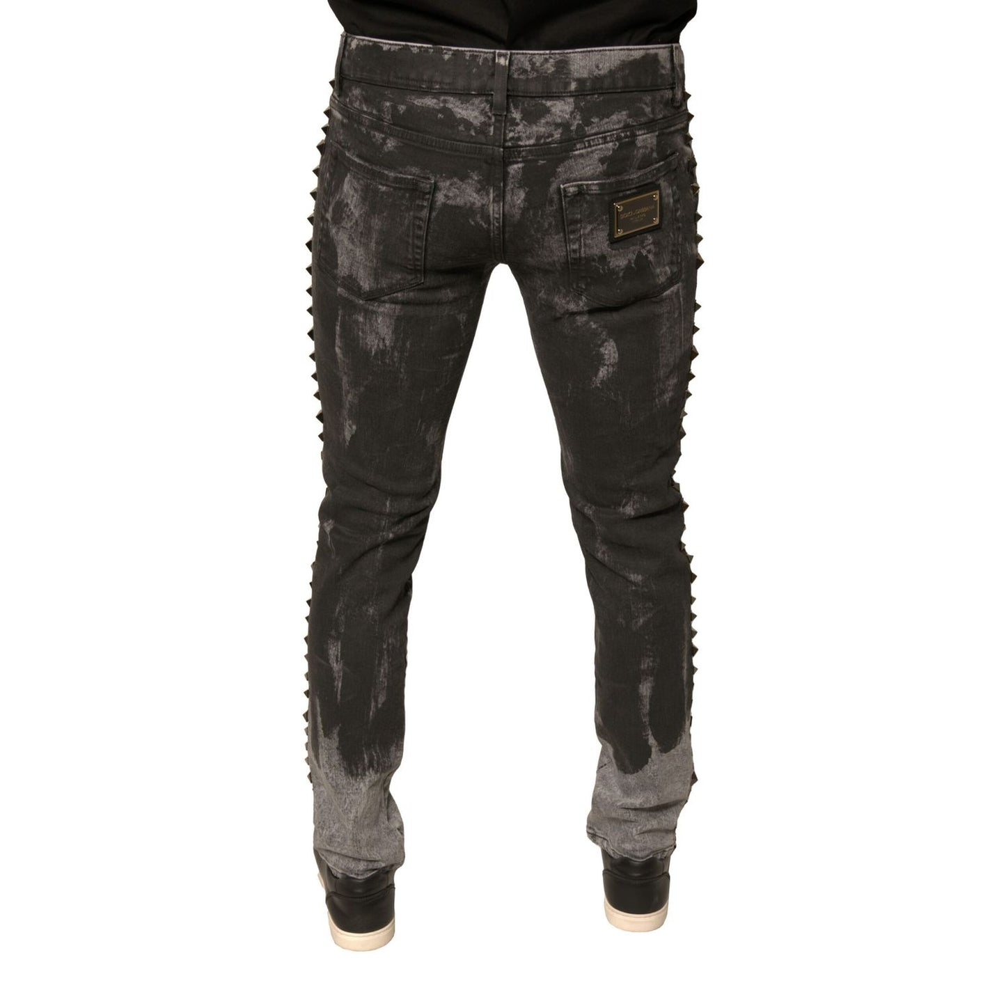 Dolce & Gabbana Gray Embellished Cotton Skinny Denim Jeans