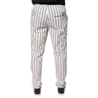 Dolce & Gabbana White Stripes Cotton Skinny Dress Pants