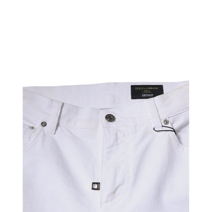 Dolce & Gabbana Black White Logo Cotton Skinny Denim Jeans